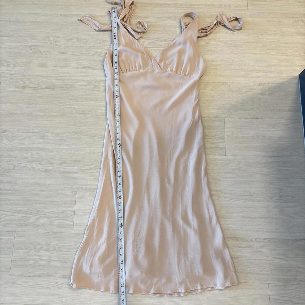 Reformation Nude Champagne Dress Women’s Size 10 Backless Tie Straps Midi Dress - Picture 7 of 8